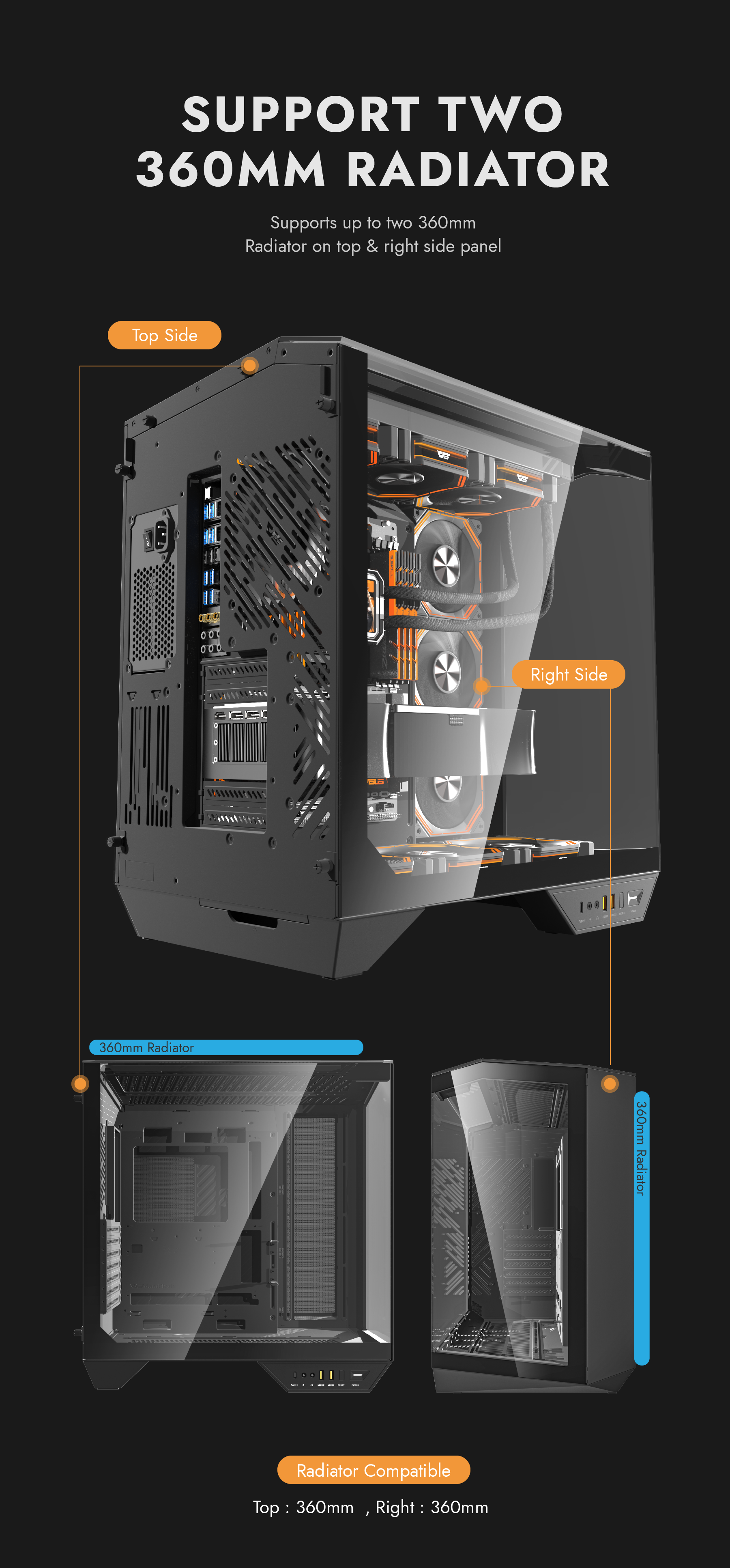 darkFlash DY470 PC Gaming Case Black