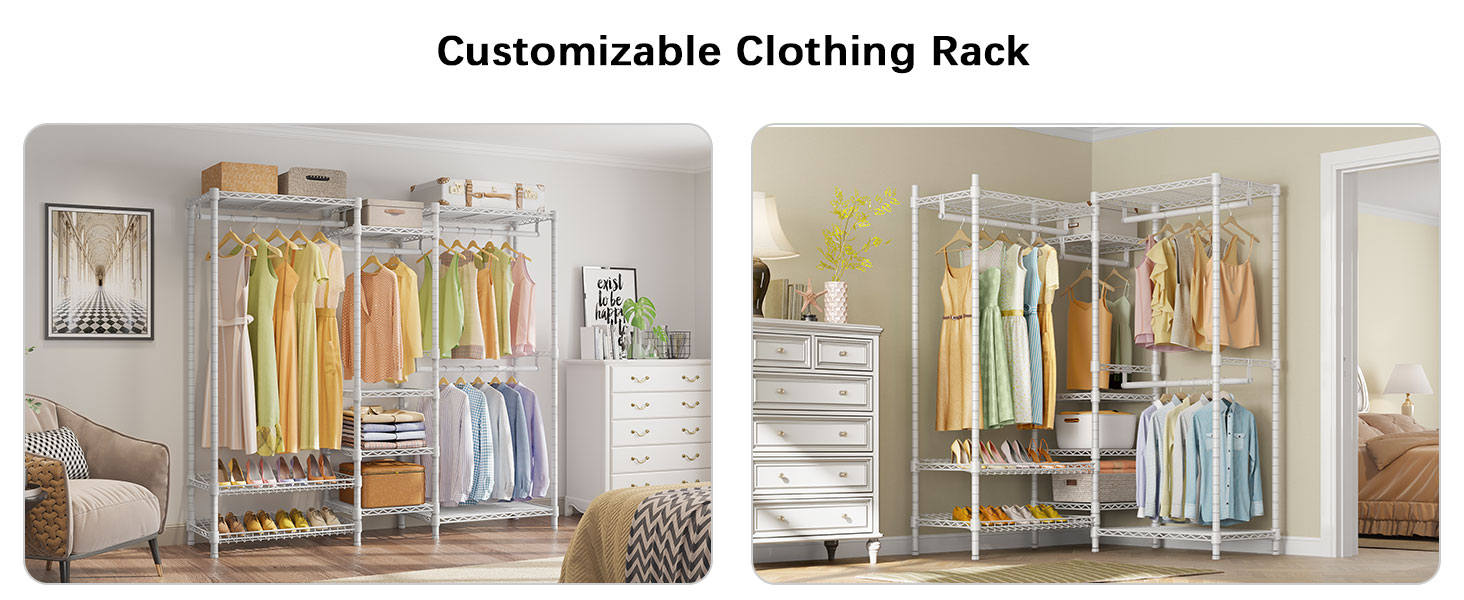 VIPEK V8i Portable Closets Heavy Duty Clothes Rack Metal Clothing Rack with  Adjustable Shelves - White