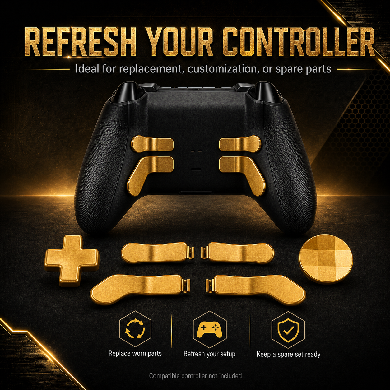 gold replacement controller parts, elite controller spare paddles