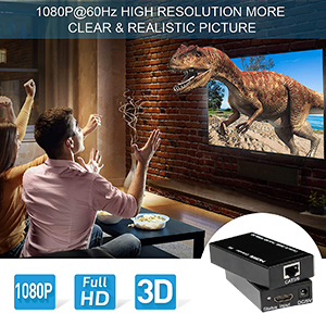 SatelliteSale HDMI Extender Adapter up to 196ft HDMI over RJ45 Cat5-e Cat6 Cable