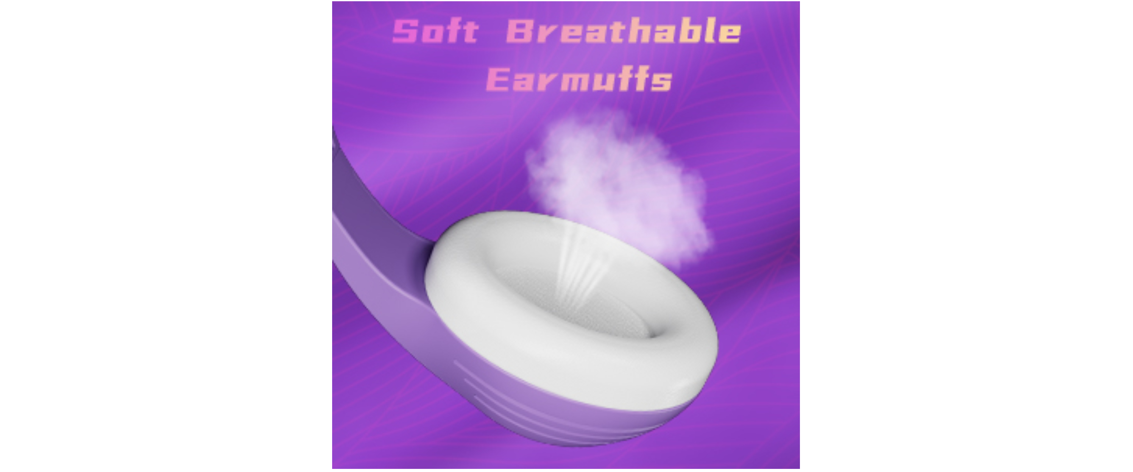 Soft breathable memory foam earmuffs, purple headset