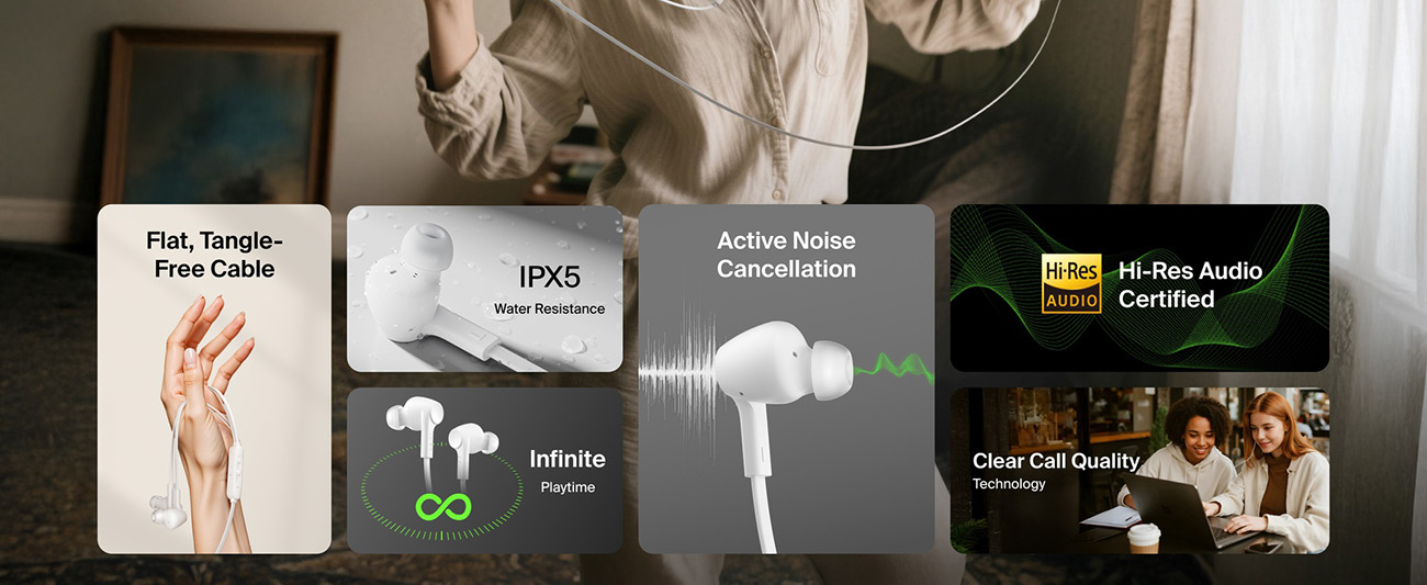 Belkin SoundForm ANC Wired Earbuds (USB-C) - White