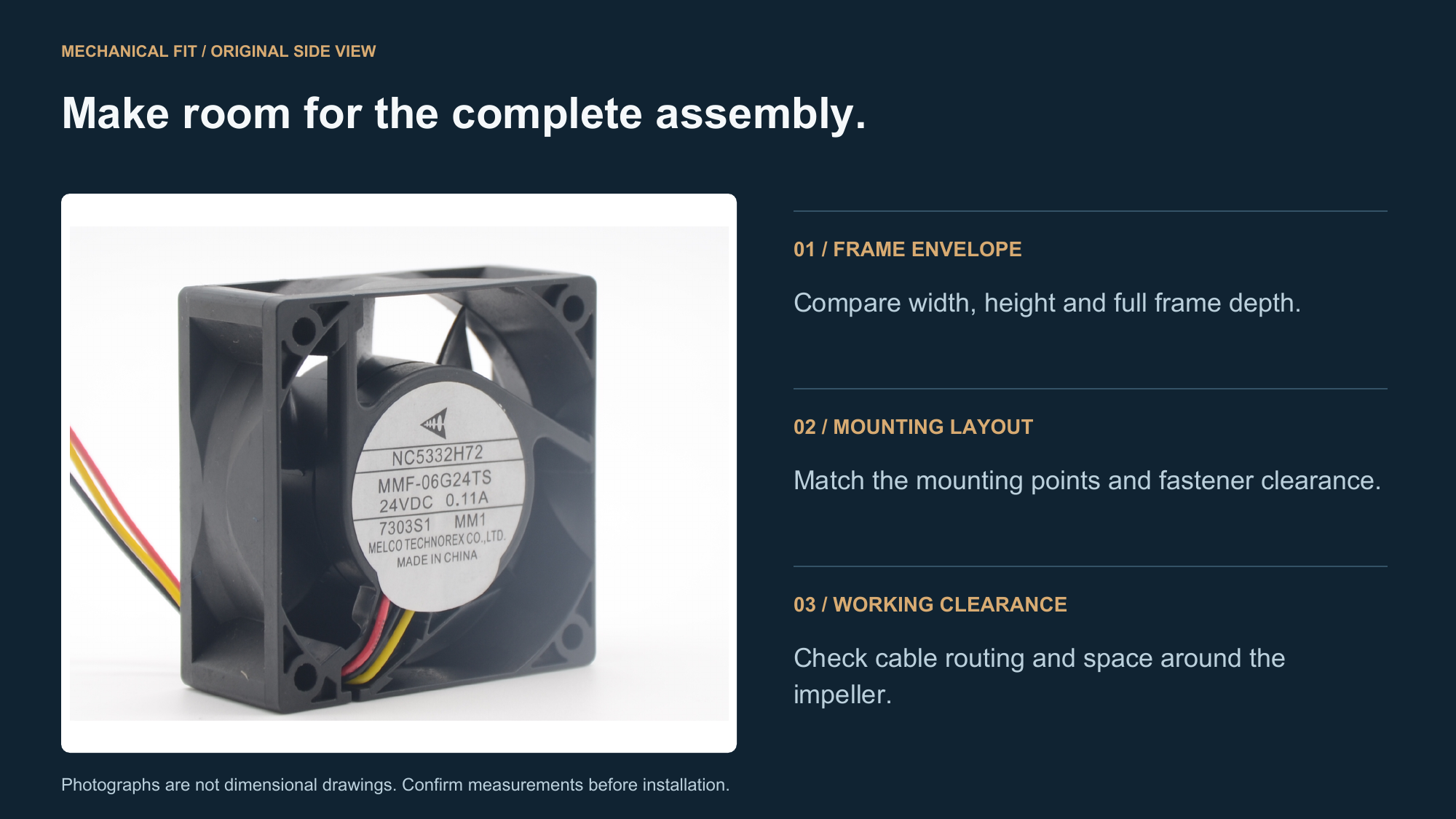 MMF-06G24TS-MM1 frame mounting and installation clearance check