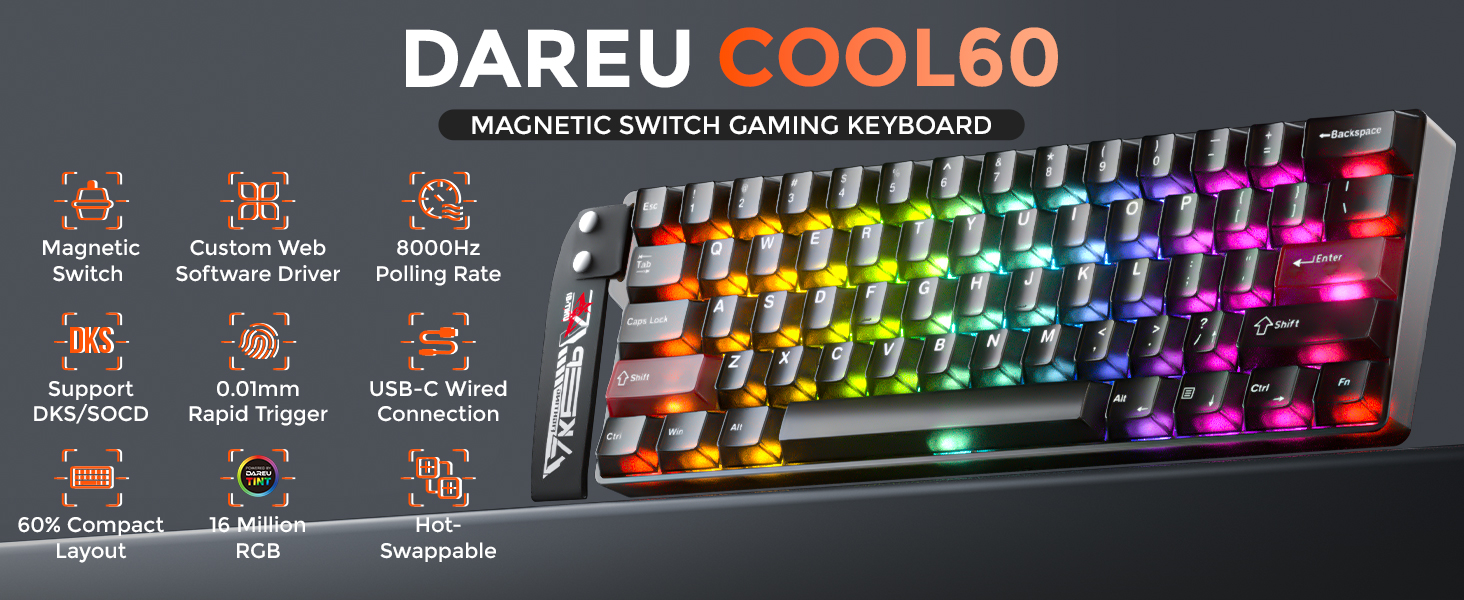 DAREU COOL60 60% Hall Effect Gaming Keyboard