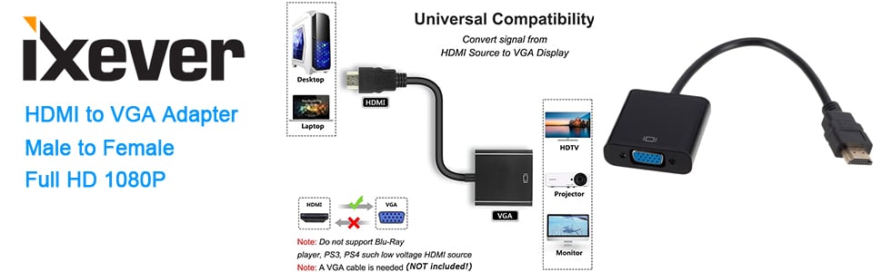 ixever hdmi to vga, 1080p