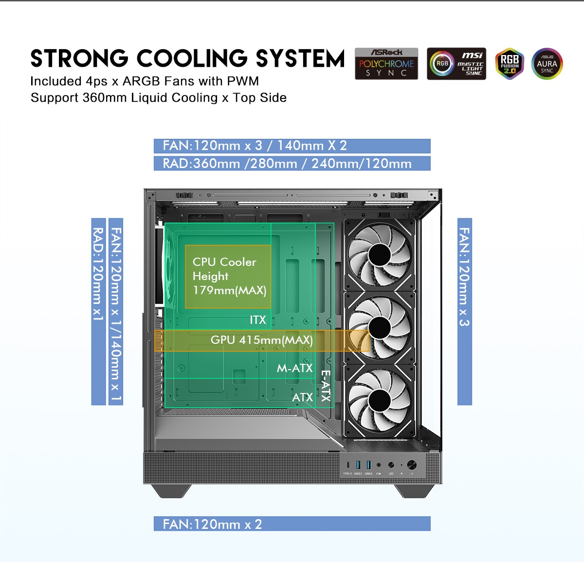 DIYPC IDX6-ATX-ARGB Gaming Computer Case