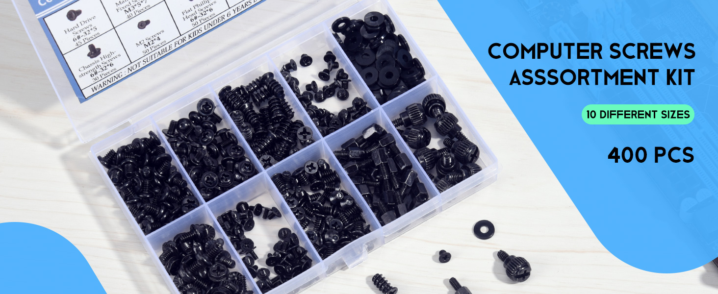 400PCS Computer Screws Motherboard Standoffs Assortment Kit