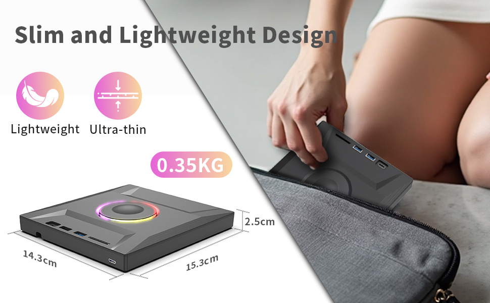 External CD DVD Drive, 6 in 1 USB 3.0 and Type-C Disc Reader Writer Portable DVD Burner Player