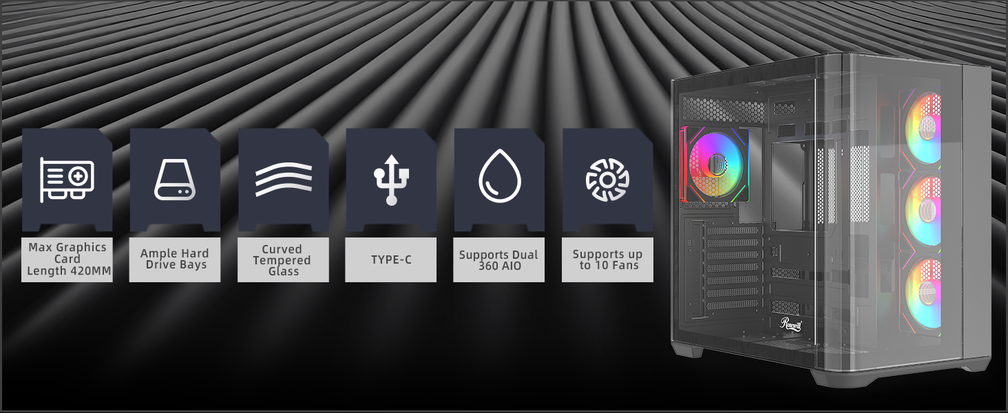 Rosewill ACA503B ATX Mid-Tower PC Gaming Case 2