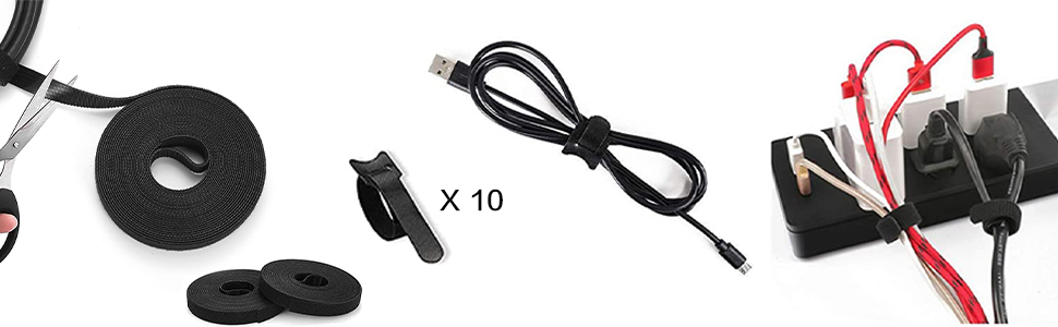 4 split cable sleeve 25 x Self Black Adhesive Cable Clip Holder (4 different styles) 10 x Reusable H
