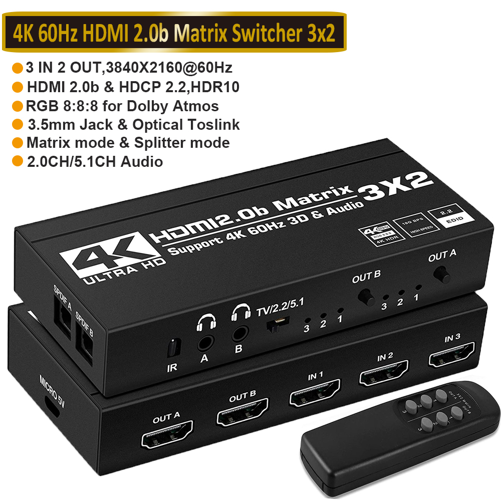 2 Way HDMI Splitter 3D Ready with IR Extension