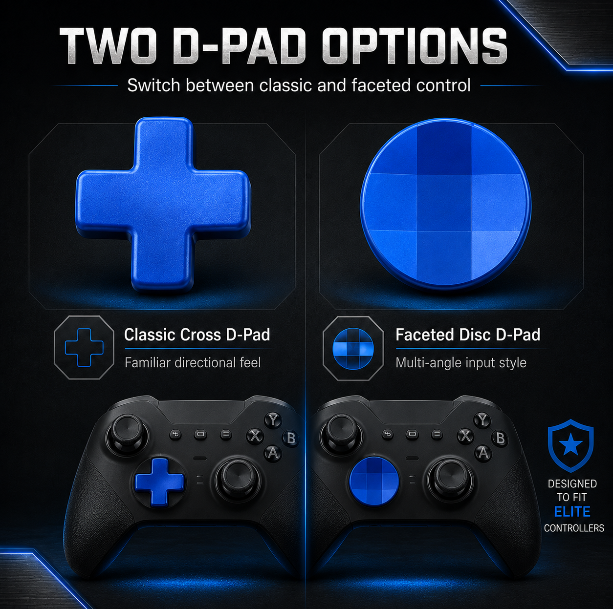 blue d pad replacement, classic cross d pad, faceted disc d pad