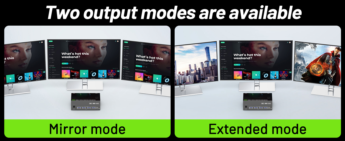 2 computers 3 Monitors KVM Switch -- one set of wired/wireless keyboard mouse controls two computers