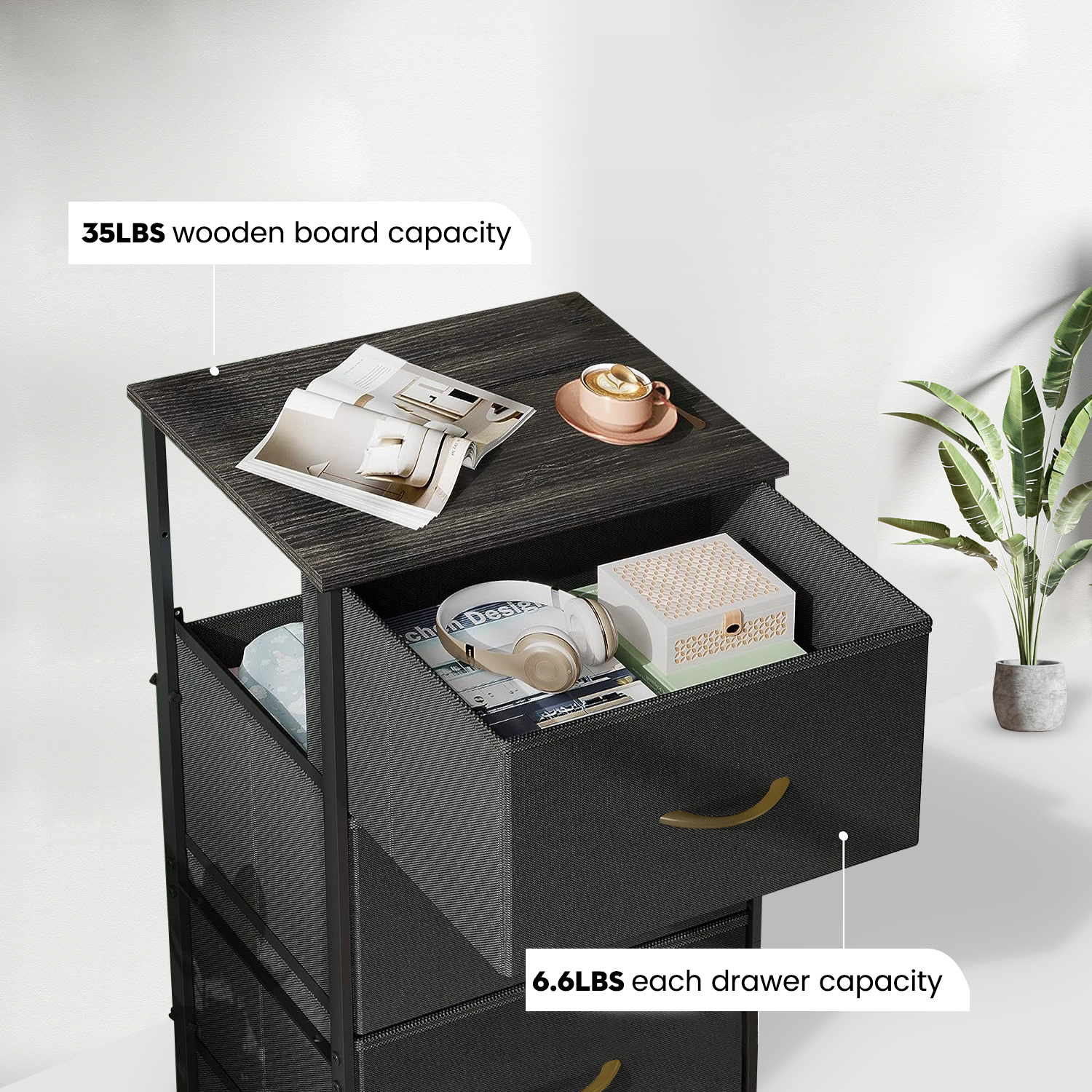 GTRACING 4-Drawer Dressers for Bedroom, Chest of Drawers with Fabric Bins, Modern Storage Organizer,