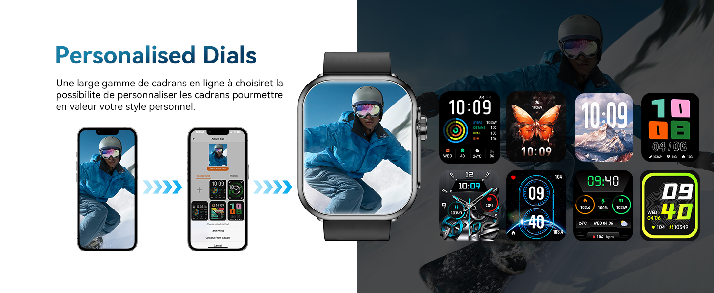 Smart Watch for Men Women, 1000mAh Battery 100-Day Standby Time, 1.85" HD Screen Fitness Tracker