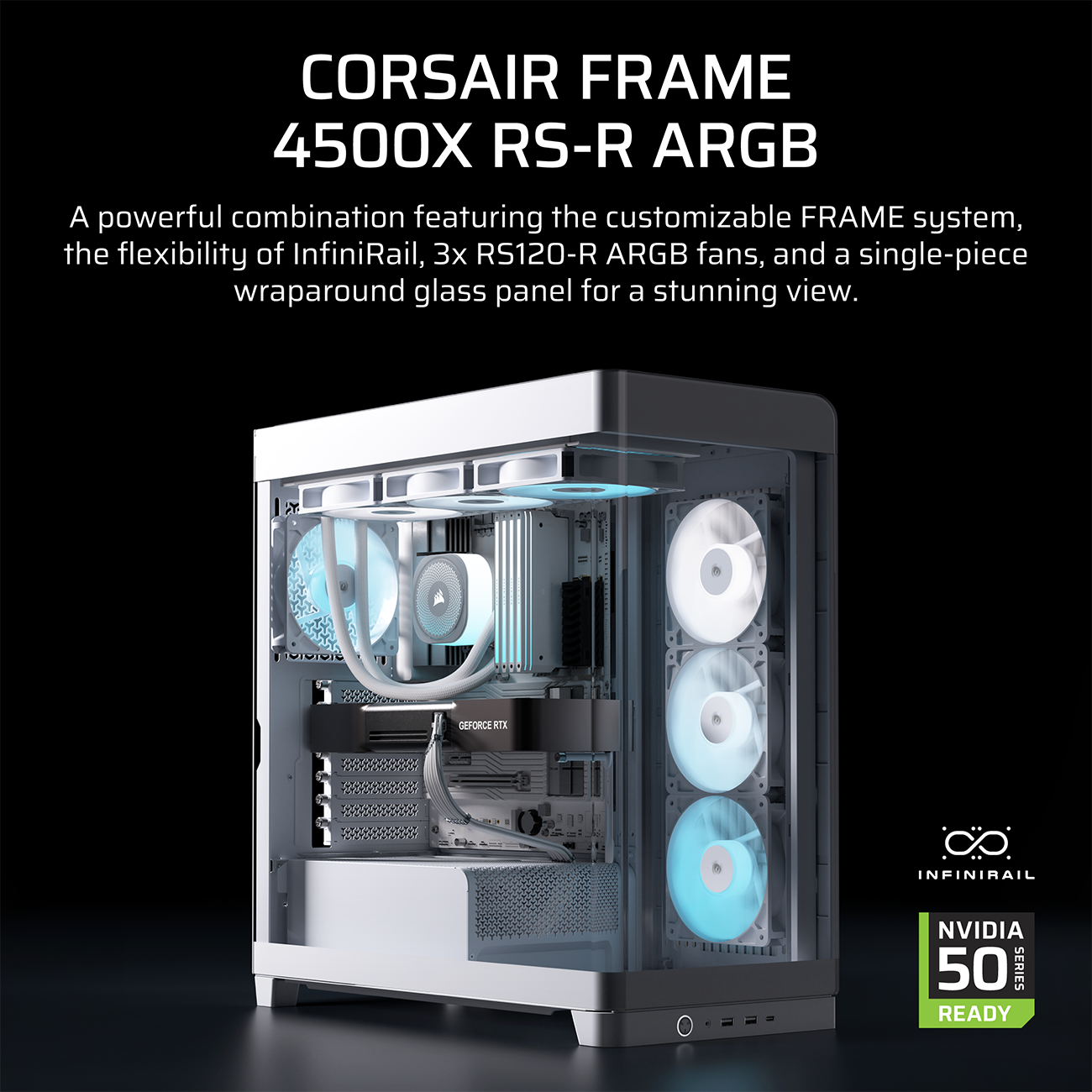 CORSAIR FRAME 4500X RS-R ARGB Panoramic Glass Mid-Tower PC Case - White