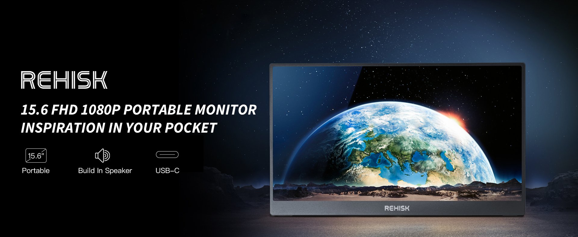 REHISK Monitor Portátil 15.6 Full HD - Pantalla para PC o consolas