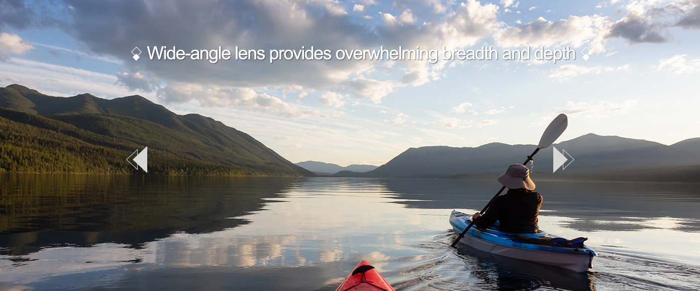 Wide-angle lens broadens your frame, delivering immersive wide landscape shots with layered depth.