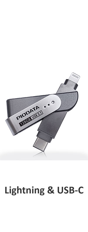 PioData iXflash Lightning to USB C Flash Drive Space Gray