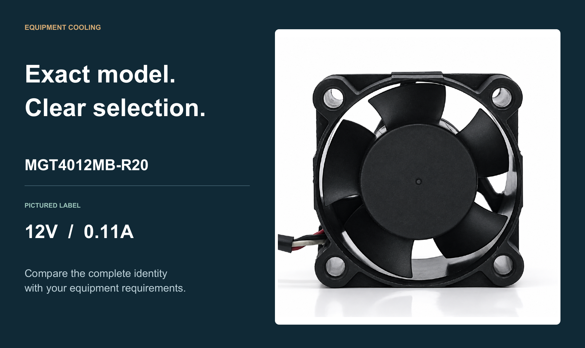 MGT4012MB-R20 equipment cooling fan - 12V 0.11A label reference