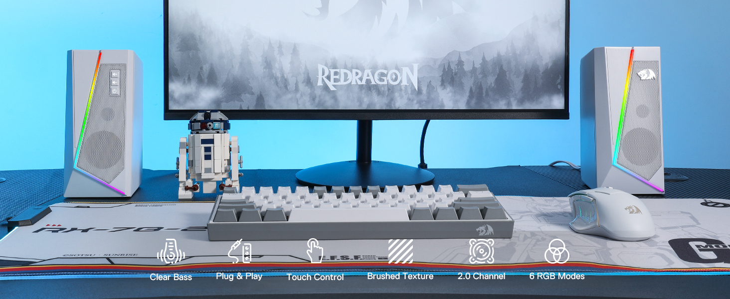 Redragon GS520 Wired 2.0 Channel Stereo Sound Desktop RGB Computer Speakers