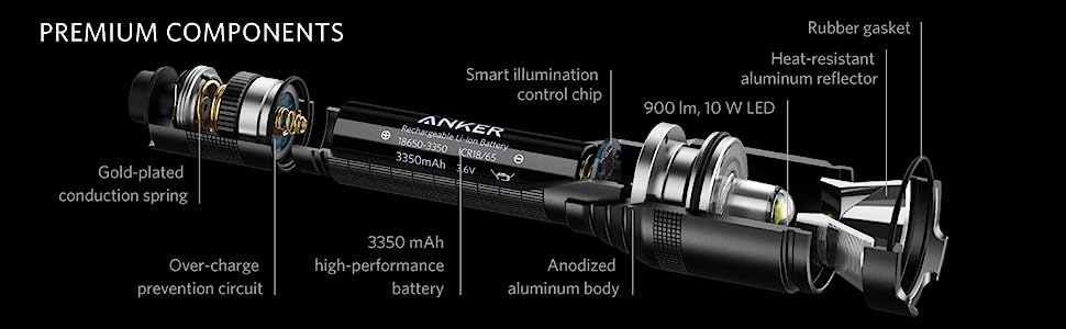 Anker Rechargeable Bolder LC90 LED Flashlight, Pocket-Sized Torch