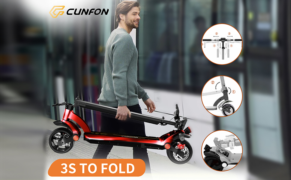 CUNFON Electric Scooter Adults - 28 Miles Range 25 mph Speed, 500W