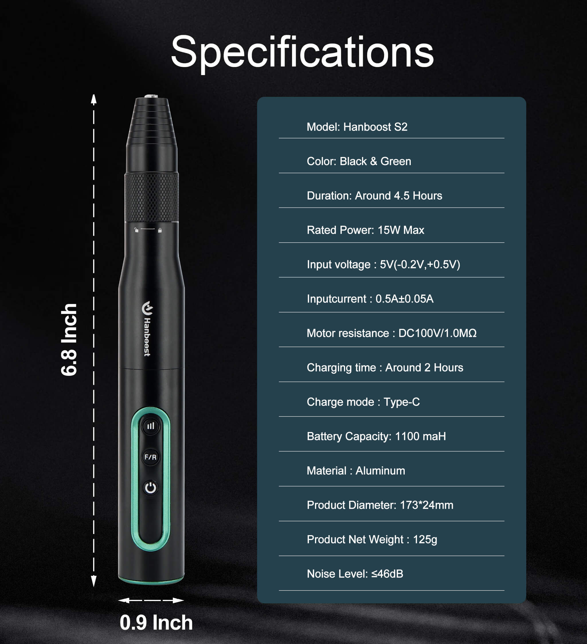 Hanboost S2 Rotary Tool Specifications