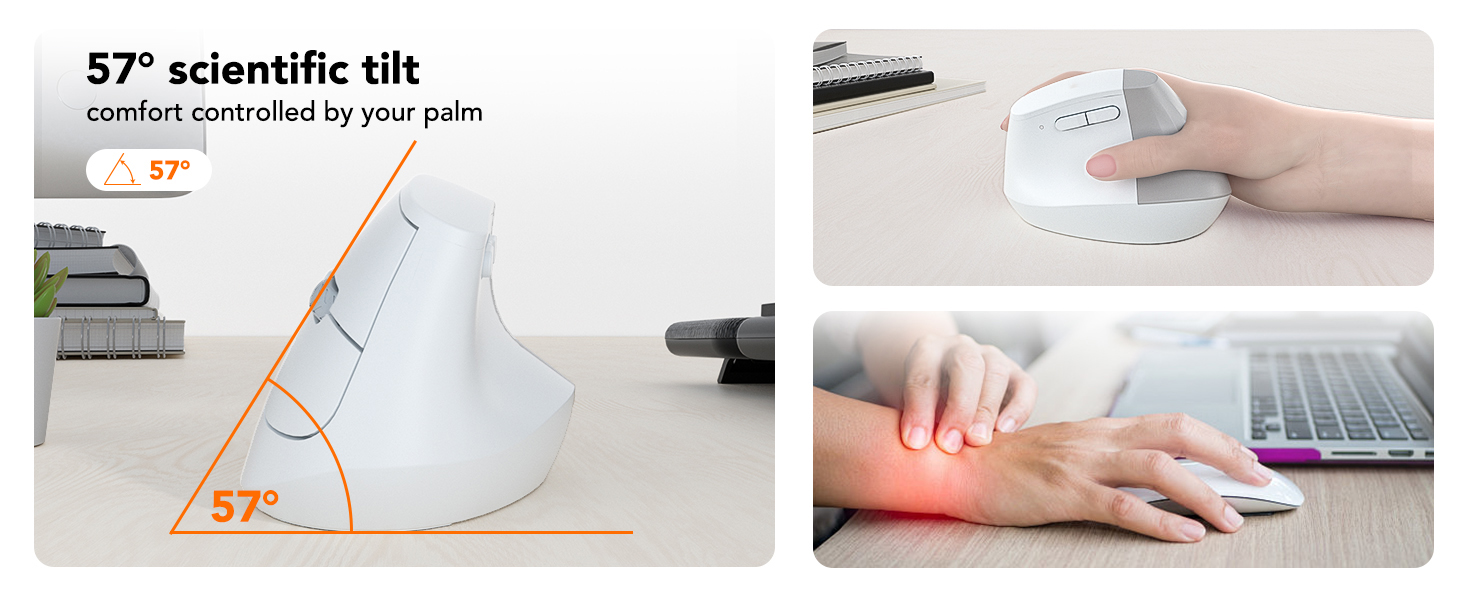 Wireless Mouse Ergonomic Vertical Mouse, Ergo Design, Bluetooth Cordless Mouse, Silent Click Mice