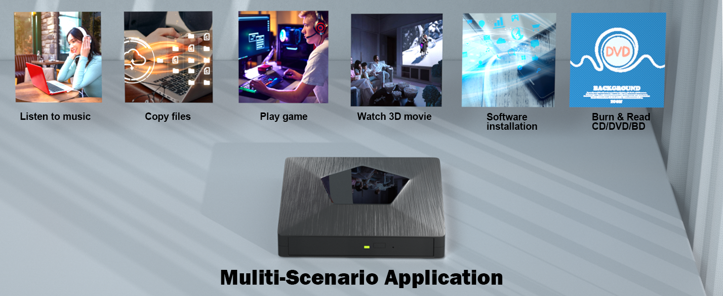 External Blu Ray Drive, USB 3.0 & Type-C Blu Ray Burner, DVD+/-RW BD CD DVD Player