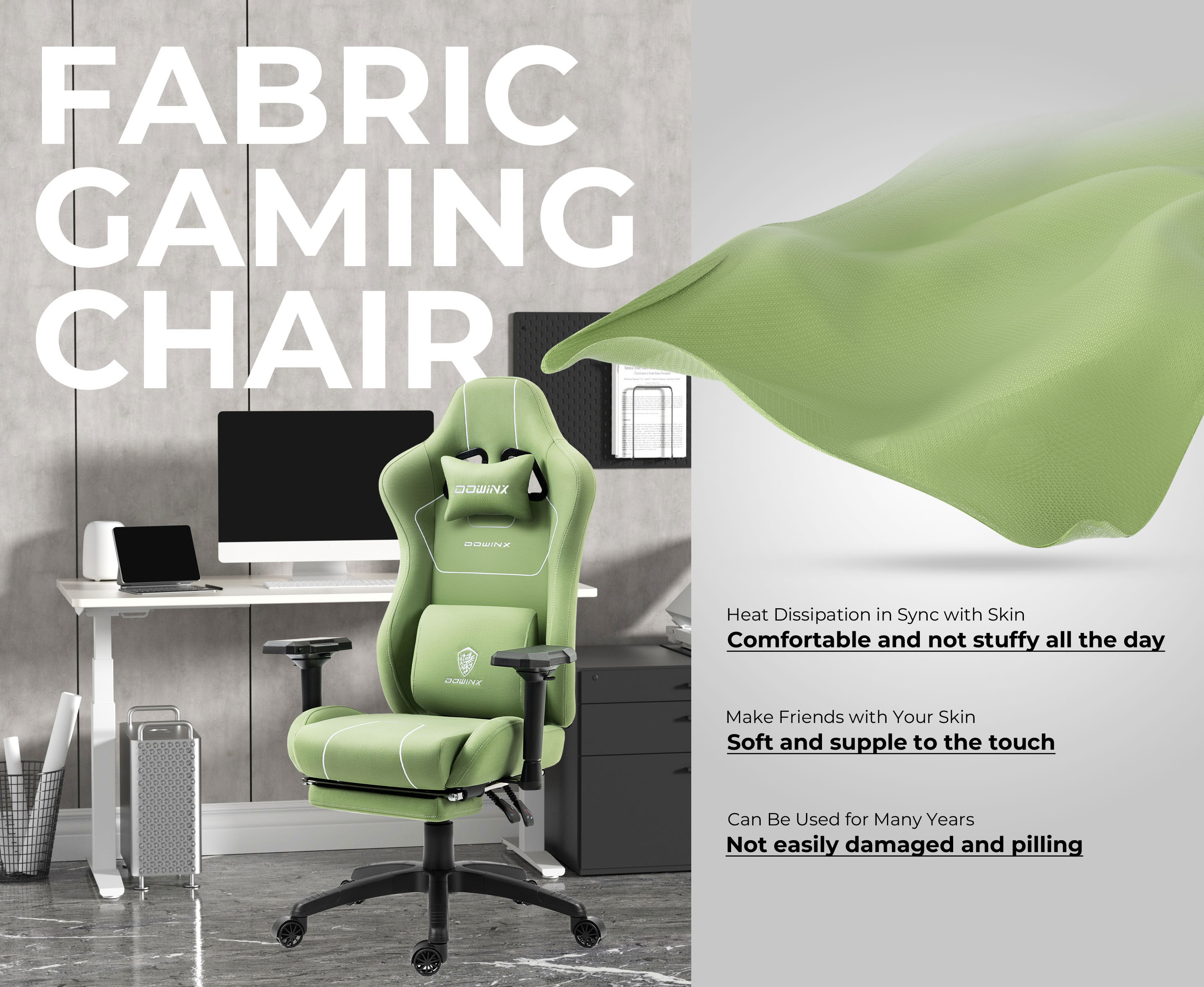 Dowinx Gaming Chair Fabric For Adult, Ergonomic Computer Office