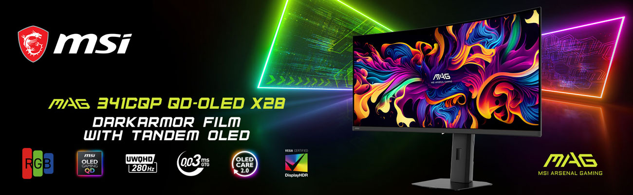 MSI MAG 341CQP QD-OLED X28 Gaming Monitor banner