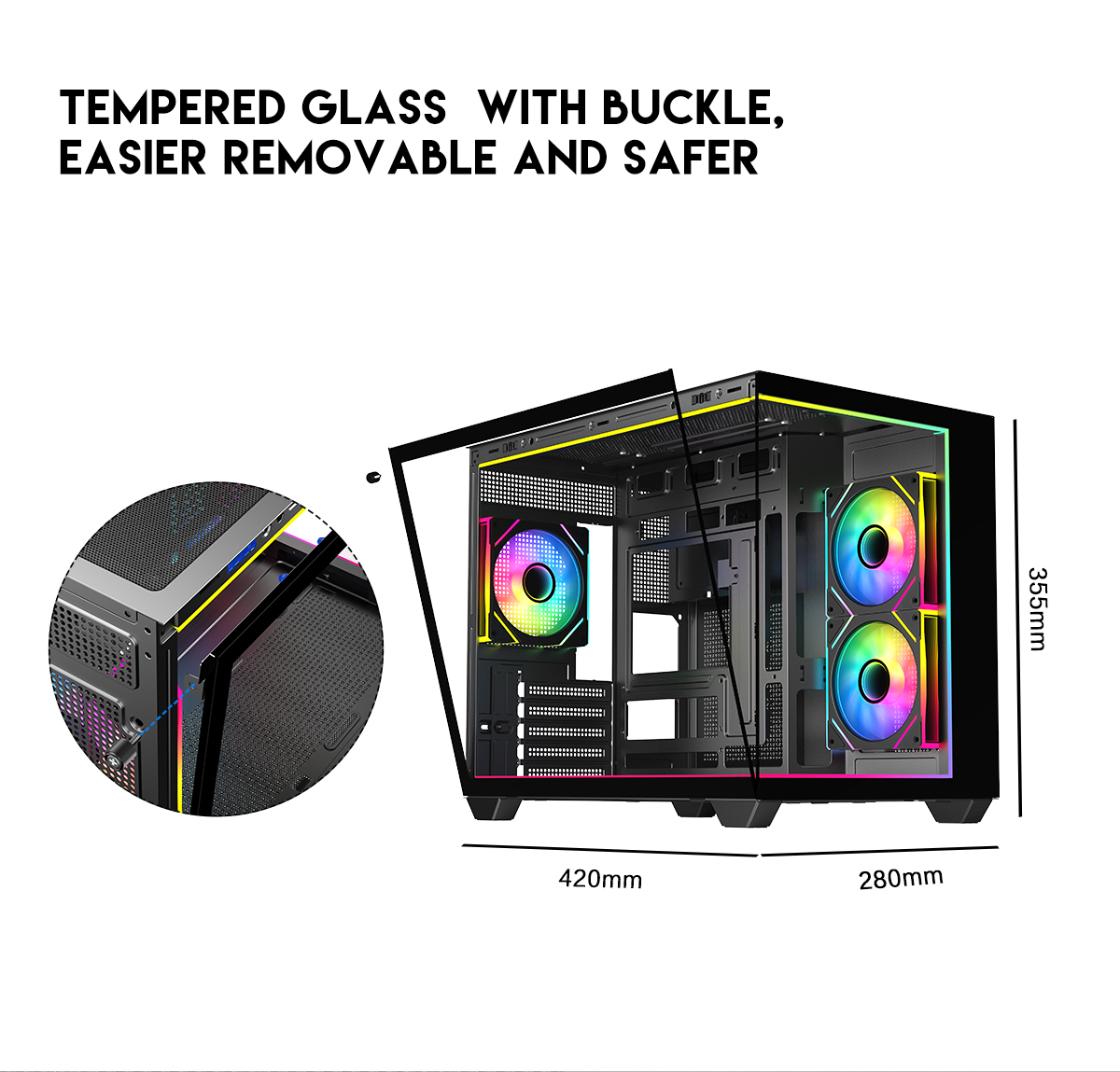 DIYPC IDX4-MicroATX-ARGB Black Micro ATX Gaming Computer Case