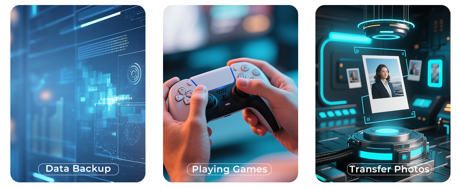 7 in 1 External Blu Ray Drive, USB 3.0 Type-C External Blu ray Player, 100GB BD write support, 3D Ex