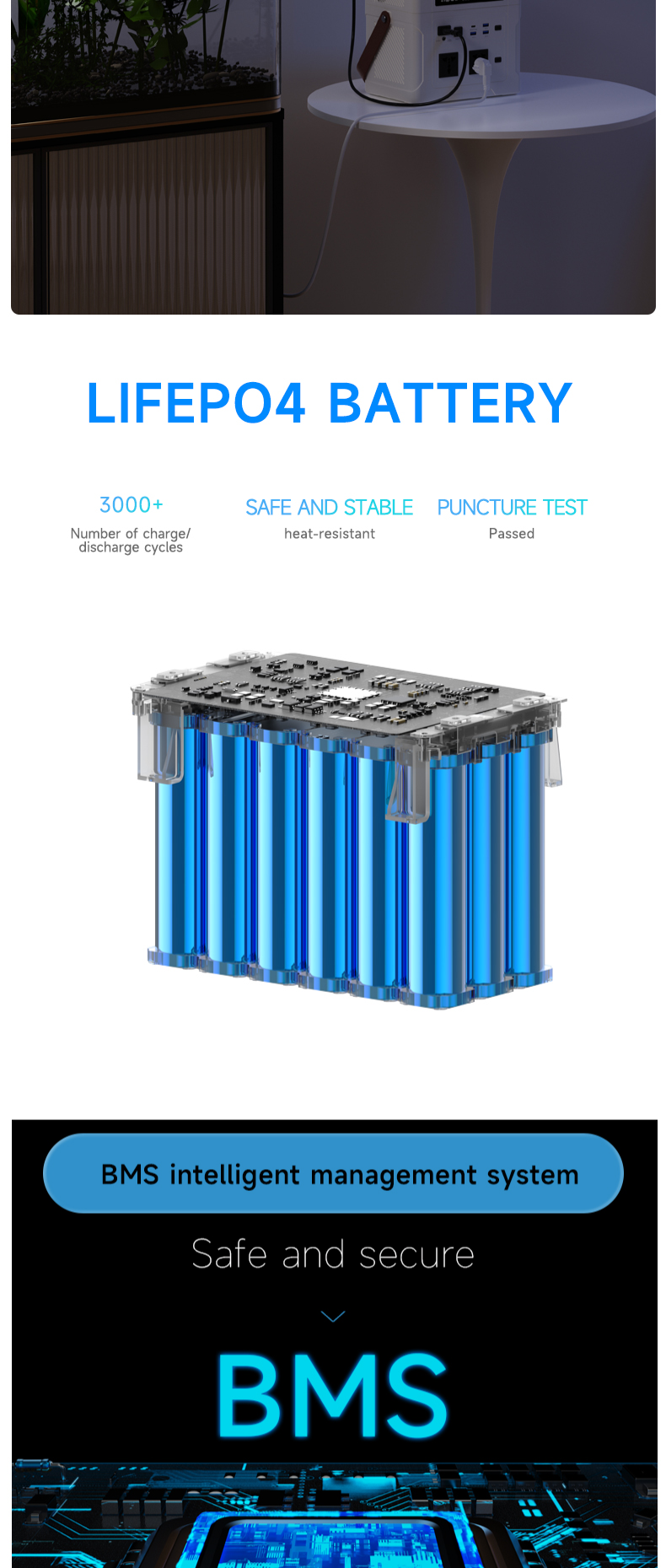 UAPOW Portable Power Station ZP1000, 902Wh LiFePO4 (LFP) battery, solar generator, 600W AC output, s