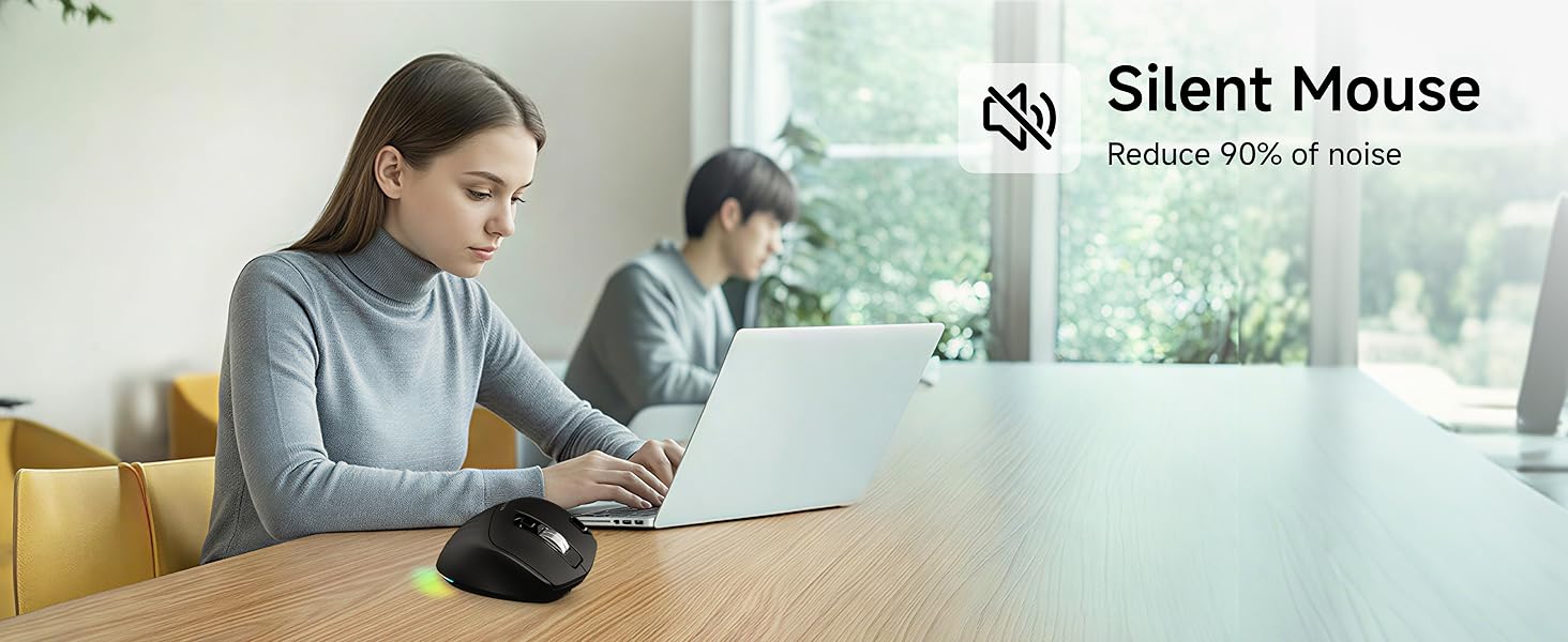 Ergonomic Wireless Mouse, 2.4G & Bluetooth Wireless Mouse for Laptop