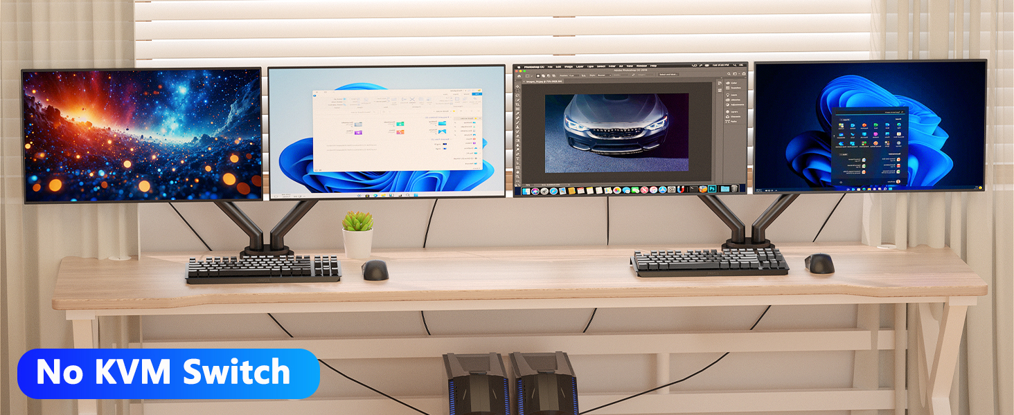 KVM Switch 2 Monitors 2 Computers, 8K HDMI + Displayport Dual Monitor KVM Switch for 2 PC Share 2 Mo