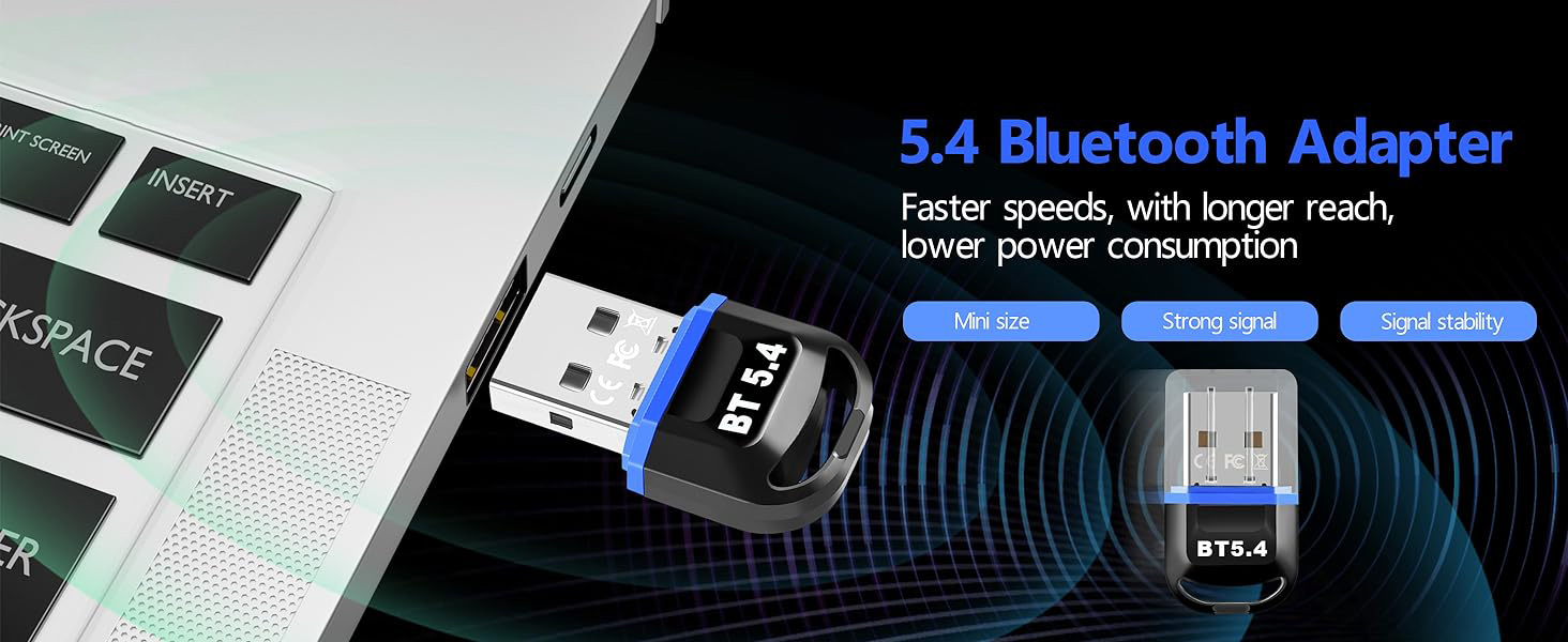 IHDAPP USB Bluetooth 5.4 Adapter for PC, Plug and Play USB Bluetooth Dongle Receiver with BR+EDR+BLE