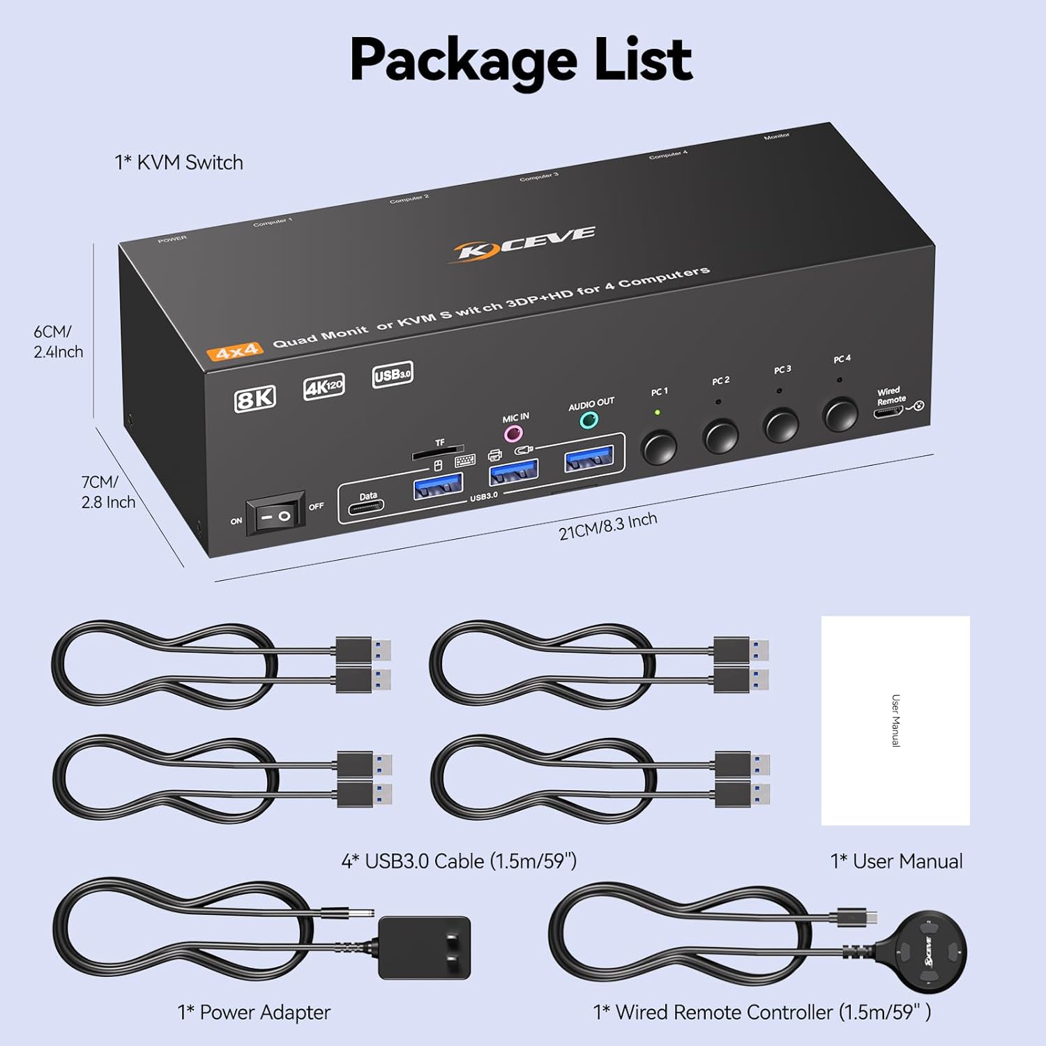 Connection diagram of 4 monitors KVM switch