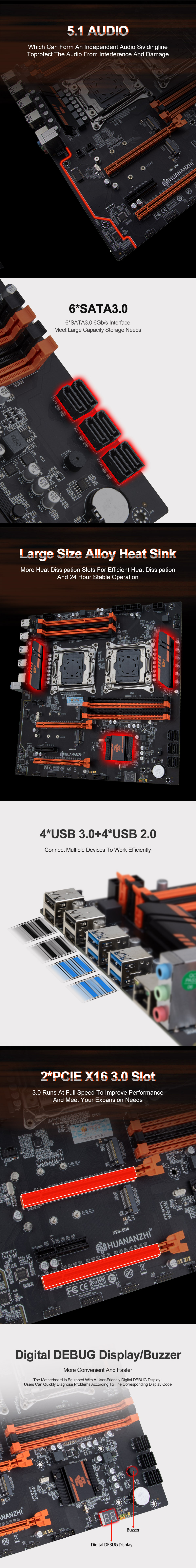 HUANANZHI X99 8D4 LGA 2011-3 Motherboard Dual CPU support E5