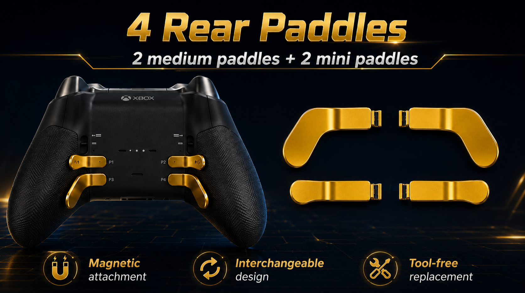 gold rear paddles, Xbox Elite magnetic paddles