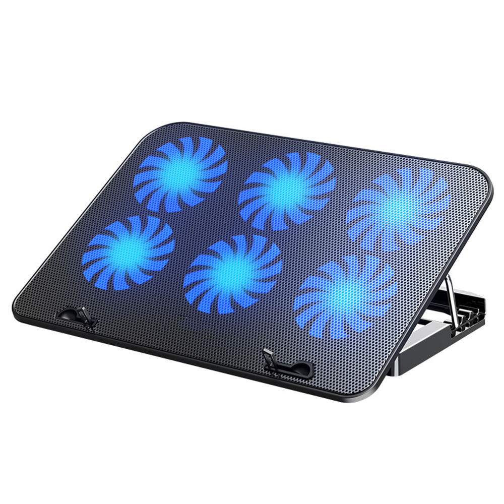 Laptop Cooling Pad for 12-17 Inch, 6 Cooler Fans with Blue Lights, Laptop Cooling Stand with 2 USB P