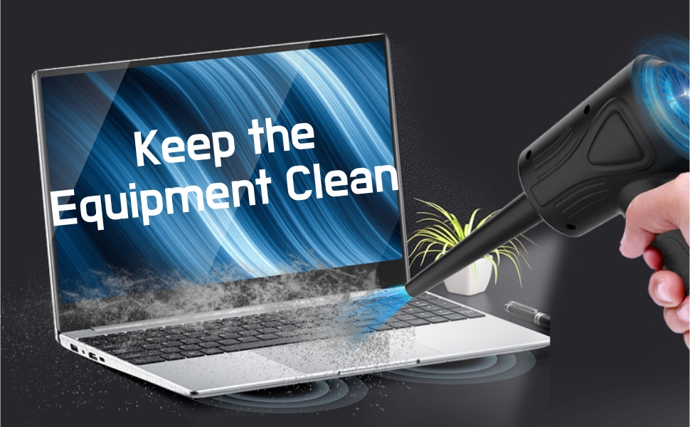 Place the compressed air duster about 1-2 inches from the keyboard and blow away dust and debris bet
