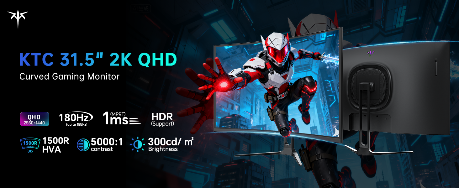 KTC 31.5" 2K QHD Curved Gaming Monitor
