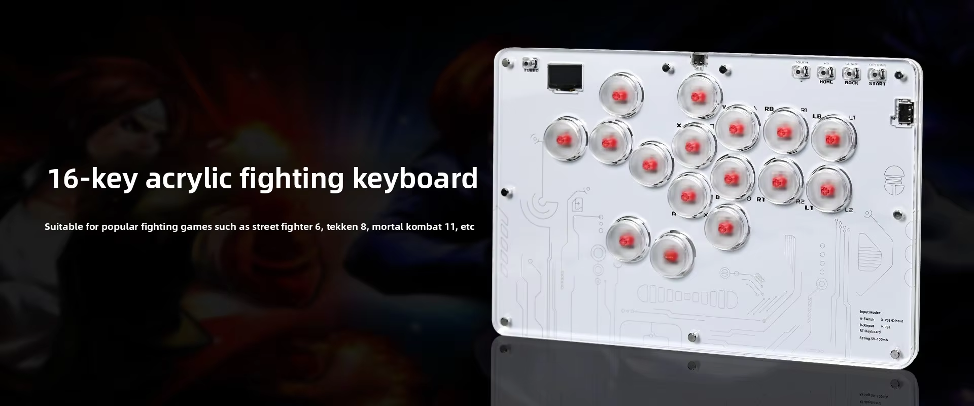 16-Key Acrylic Fighting Keyboard