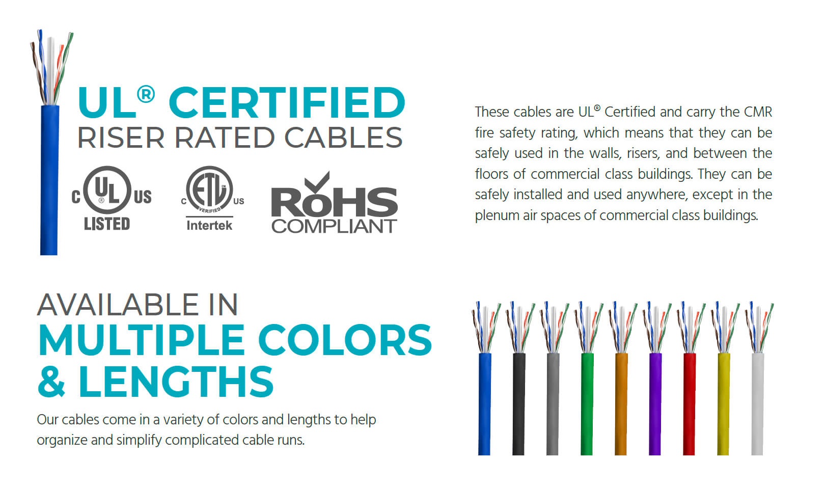 Cat6 1000ft Black CMR UL Bulk Cable, Solid (w/spine), UTP, 23AWG, 550MHz, Pure Bare Copper, Reelex I