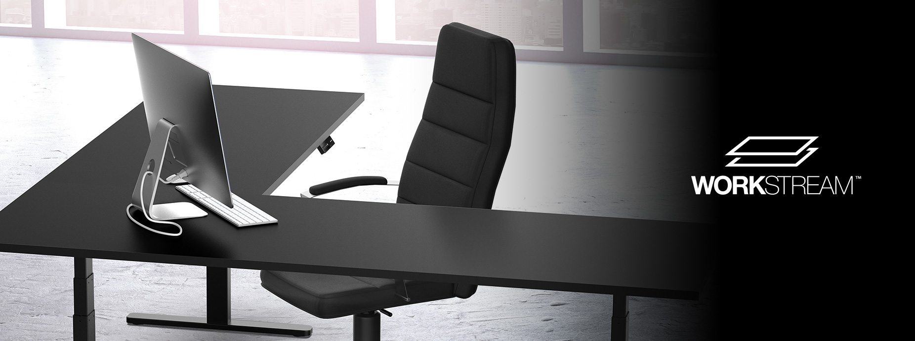 Triple-Motor Height-Adjustable Sit-Stand L-Shaped Corner Desk Frame, Black