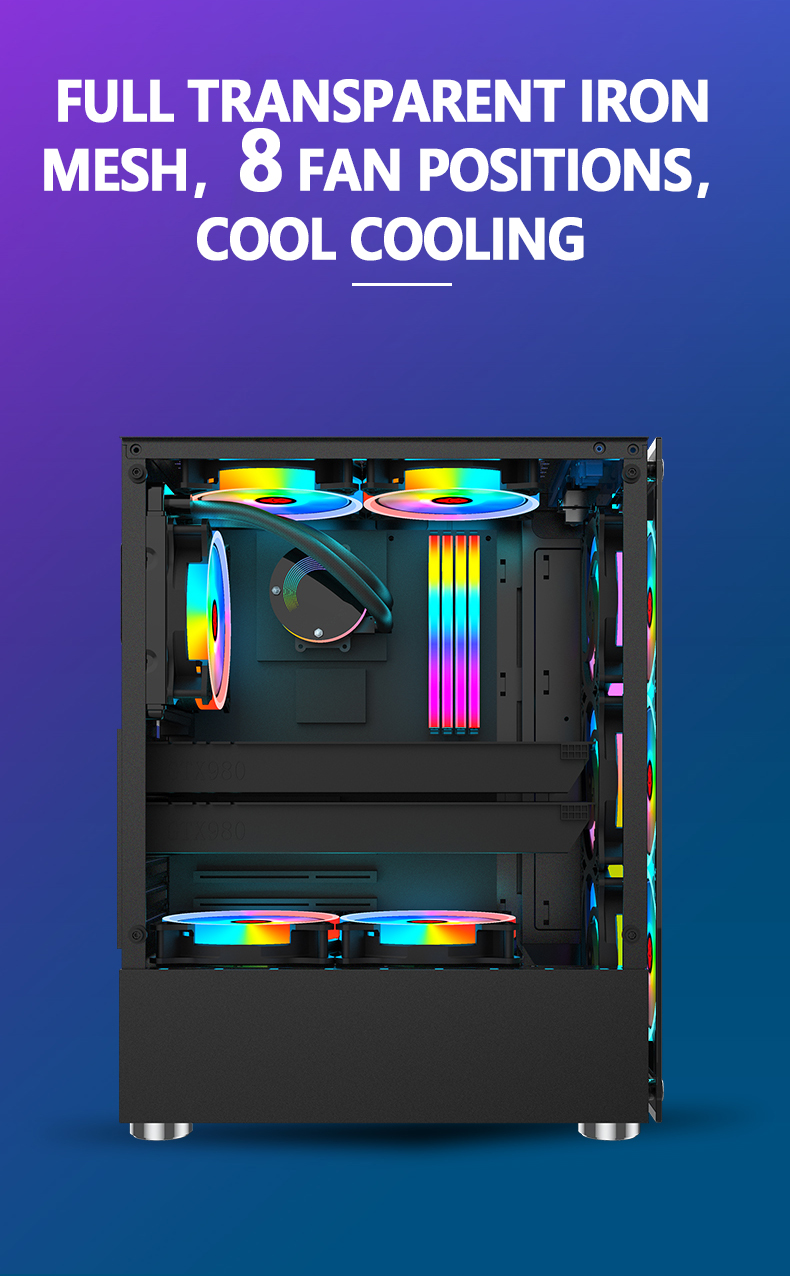 FULL TRANSPARENT IRON MESH, 8 FAN POSITIONS COOL COOLING