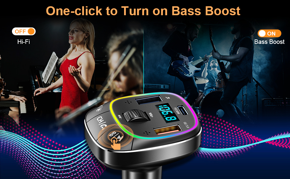 CIRYCASE Trasmettitore Bluetooth per Auto, [PD 30W+QC 3.0] [Doppio Mic &  Bass Boost] Adattatore Bluetooth 5.0 Auto, Bluetooth Auto Accendisigari a  Mano Libera con Disco USB & 8 Colori Retroilluminato : :  Elettronica