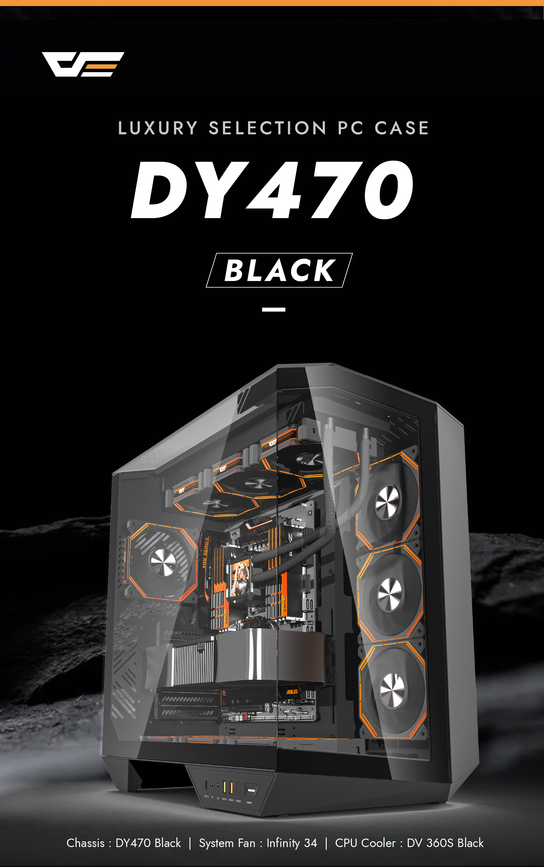 darkFlash DY470 PC Gaming Case Black